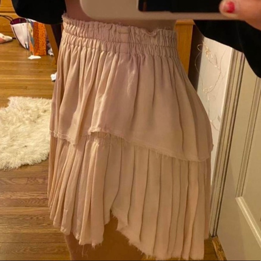 LOVESHACKFANCY Pink Ruffled Silk Skirt